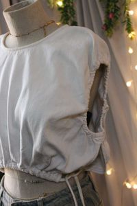 Zara White Cinched Waist Crop Top