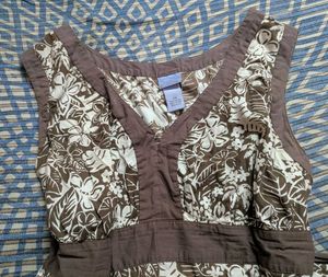 Brown Vintage Floral Print Cotton Kurti 🤎🤍