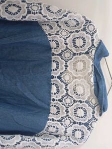 Denim Lace Sleeve Shirt