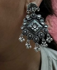 Bohemian Oxidised Jhumka Earrings