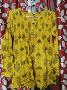 Yellow Printed Kurti
