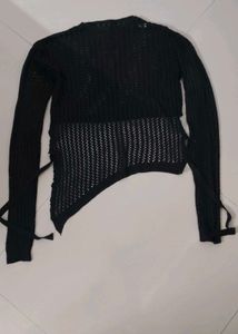 Sheer Knit Asymmetrical Top