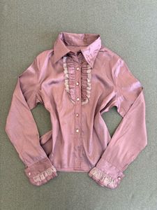 Vintage Ruffle & Lace Button-Up Blouse