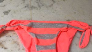 Orange &amp; Silver Striped Bikini Bottom