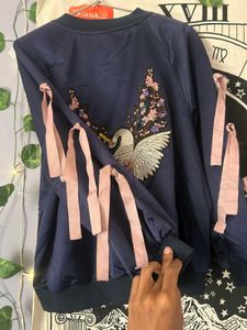 Embellished Swan Bomber Jacket
