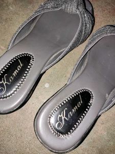 Stylish Grey Glitter Sandals