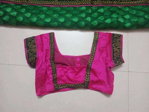 Green Saree with Pink Blouse