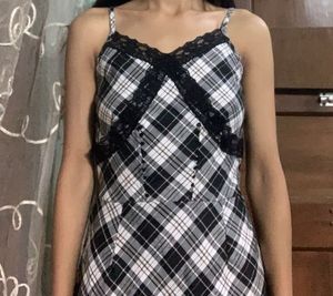 Black & White Plaid Mini Dress