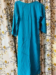 Turquoise Kurta with White Embroidery
