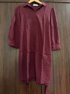 Maroon Shirt Dress