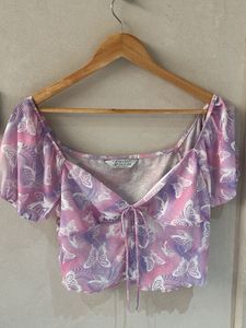Cute Butterfly Print Crop Top