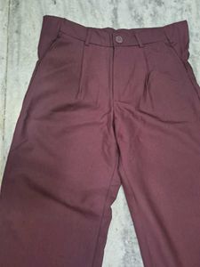 Maroon Wide Leg Trousers