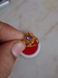Gold Nose Ring with Purple Stone