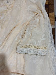 Elegant Cream Embroidered Kurta Set