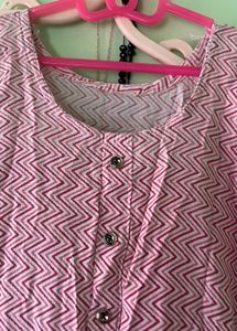 Pink Zigzag Print Kurta