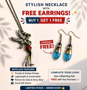 Fairy Pendant Necklace with Free Earrings