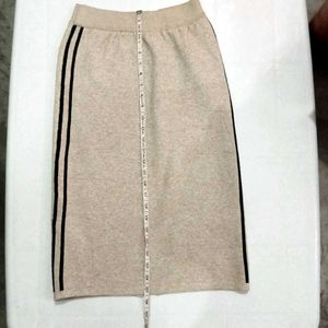 Chic Beige Skirt with Black Stripes