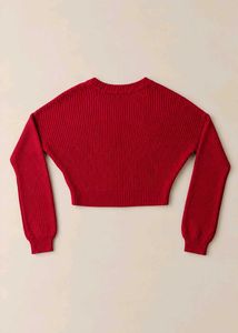 RED HOLLISTER RIBBED CROPPED SWEATER