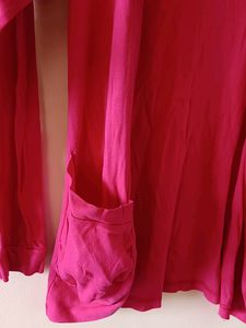 Stretchable Pink Shrug Jacket With Pocket