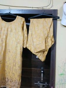 Yellow Embroidered Kurta Set with Dupatta