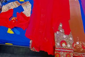Red Embroidered Complete Saare