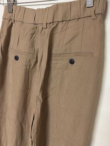 Tan Linen Blend Wide Leg Pants