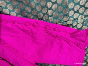 Green Gold Polka Dot Kurta &amp; Pink Pants Set