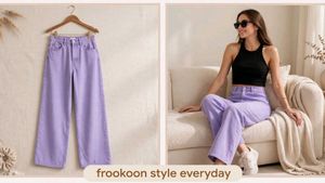 Stylish Lavender Wide-Leg Jeans