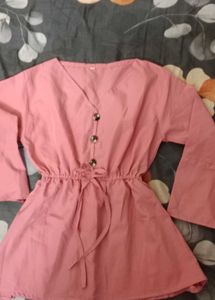 Pink Cotton Kurta Pant Set