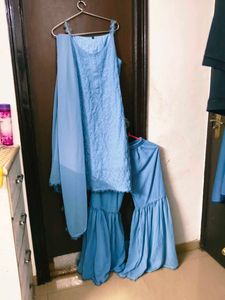 Elegant Sky Blue Sharara Set