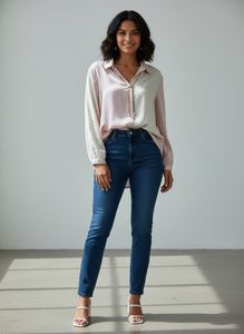Chic Color Block Satin Shirt