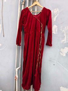 Elegant Red Velvet Gown