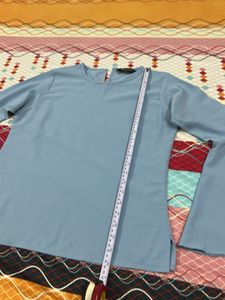 Sky Blue Bell Sleeve Top