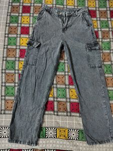 Grey Cargo Y2K high waist Jeans