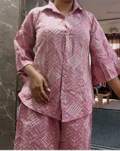 Charming Embroidered Pink coord set