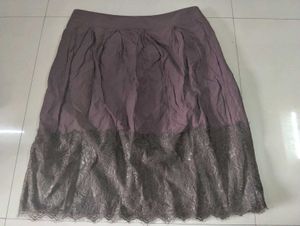 Dark Brown Lace Trimmed Skirt