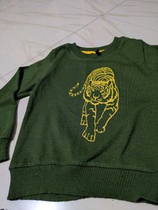 Green Tiger Print Knit Sweater