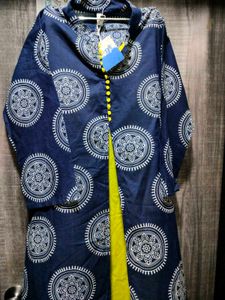 Stylish Blue & Lime Green Printed Kurta
