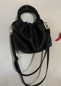 Chic Black Ruched Hand Bag