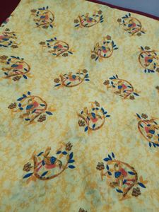 Unstitched Yellow Printed Suit Without Chunni