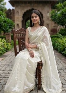 Elegant Off-White Silk Saree