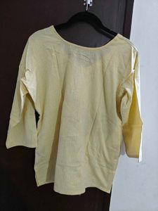Light Yellow Striped Kurta Top