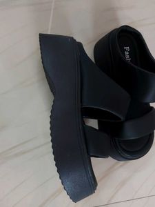 Black Platform Slide Sandals