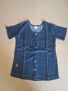 Denim Two-Piece Set - Top &amp; Wide Leg Pants