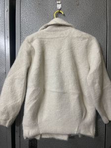 White Double-Breasted Faux Fur Jacket 🎀