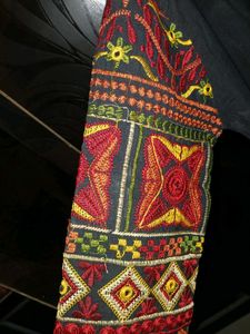 Black Kurta with Embroidered Sleeves