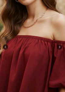 Maroon Off-Shoulder Flare Top