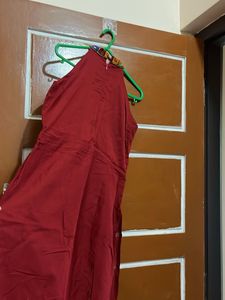 Elegant Red Halter Neck kurti set