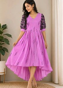 Vibrant Purple Ikat Print Gown
