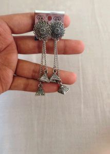 silver oxidised earring
